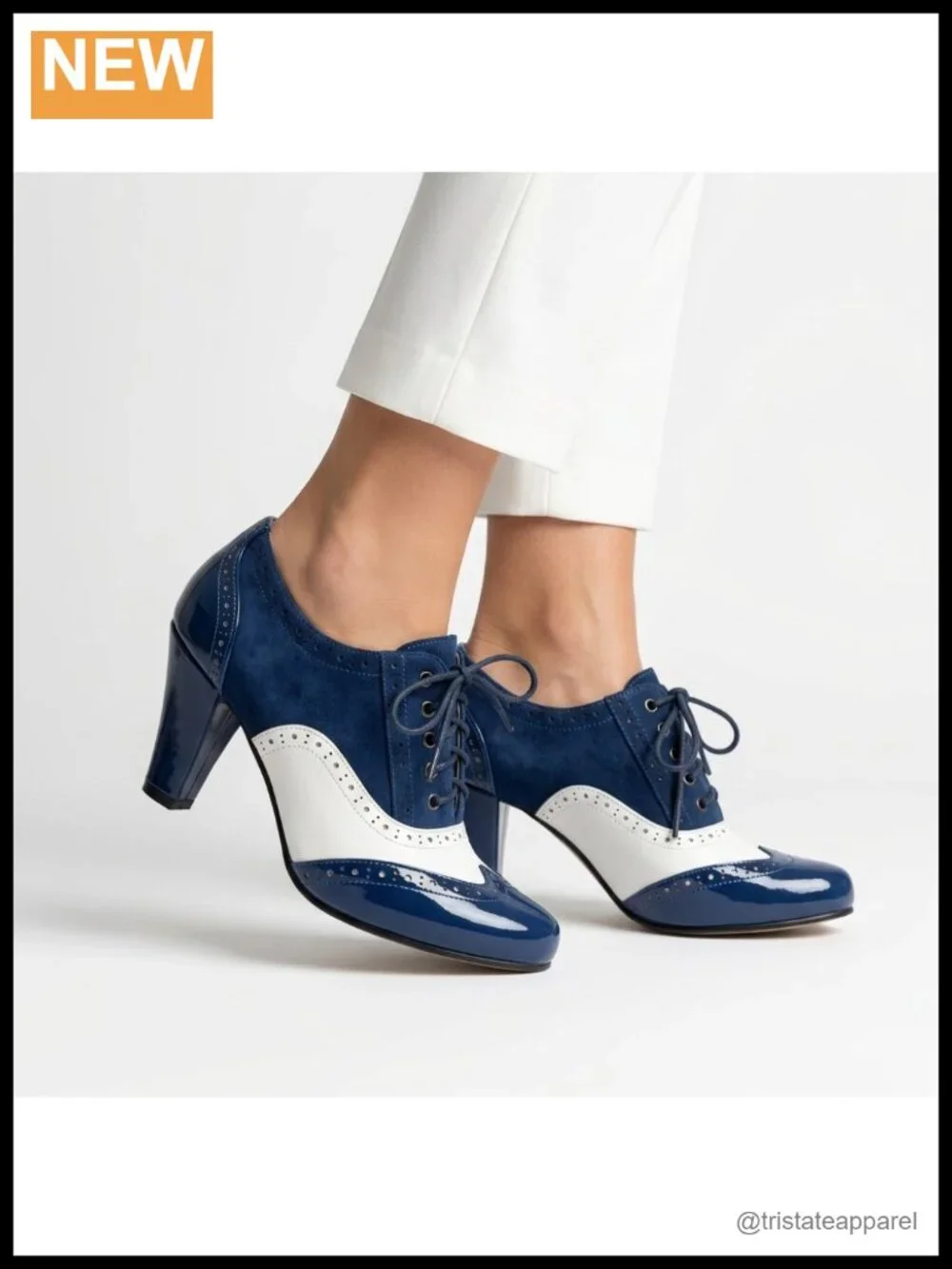 Women's Faux Leather Oxford Heels 1950s Mary Jane Platform Pumps